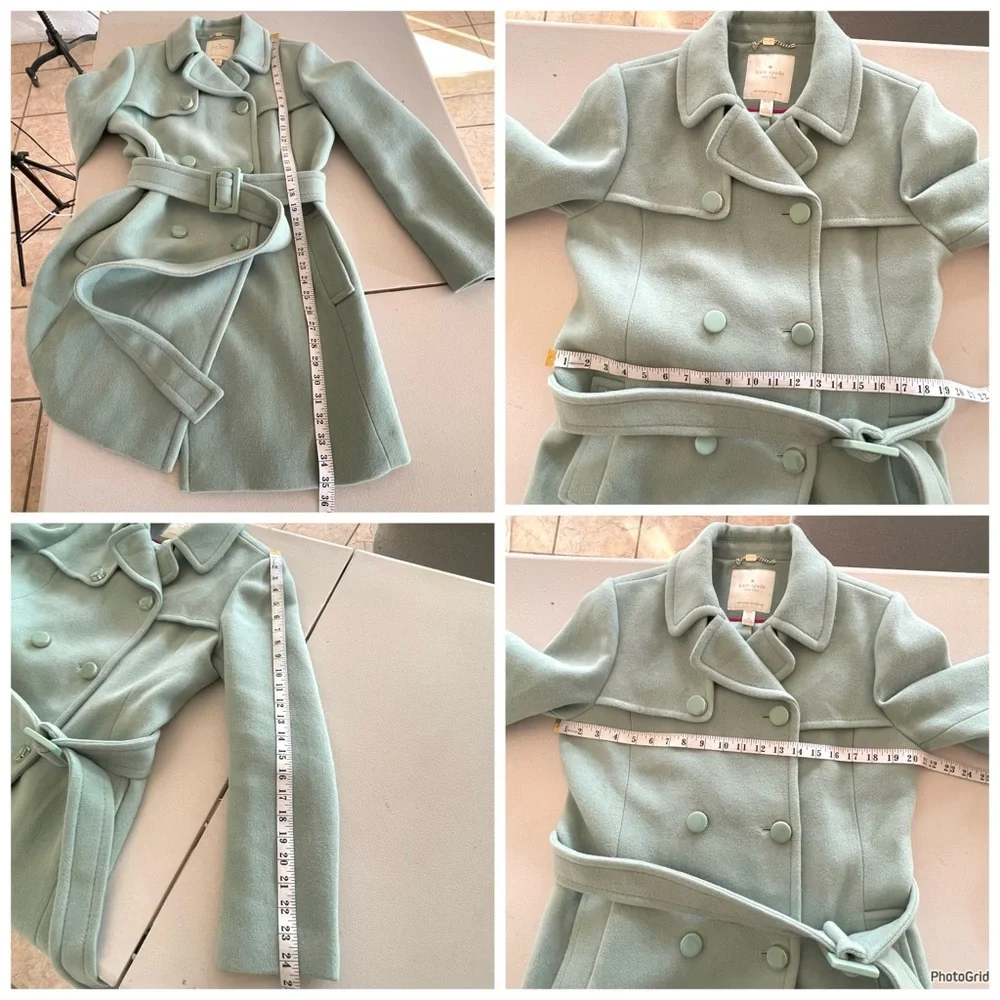 Kate Spade wool blend Light mint green double breasted wool coat size Medium - Picture 13 of 14